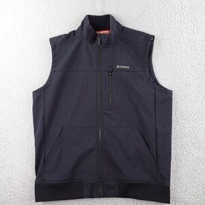 Simms Softshell Vest Men's XL Black Fleece Lined Outdoor Fishing Full Zip